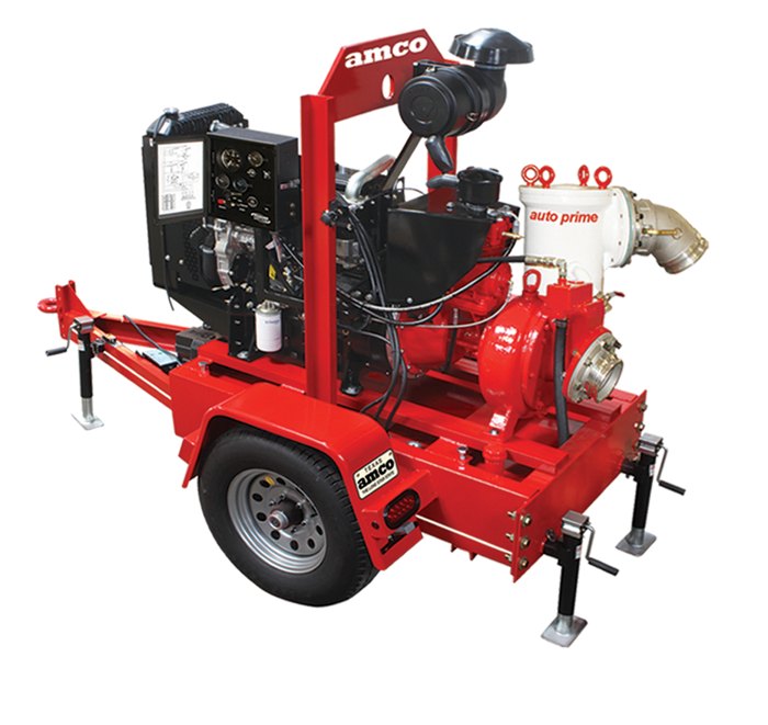 AMCO APCD150 6" x 6" auto-prime trailer-mounted dewatering pump with diesel engine