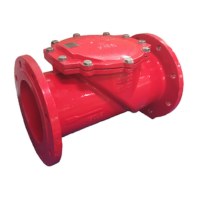 Flanged pump check valve in a four to twelve inch line size