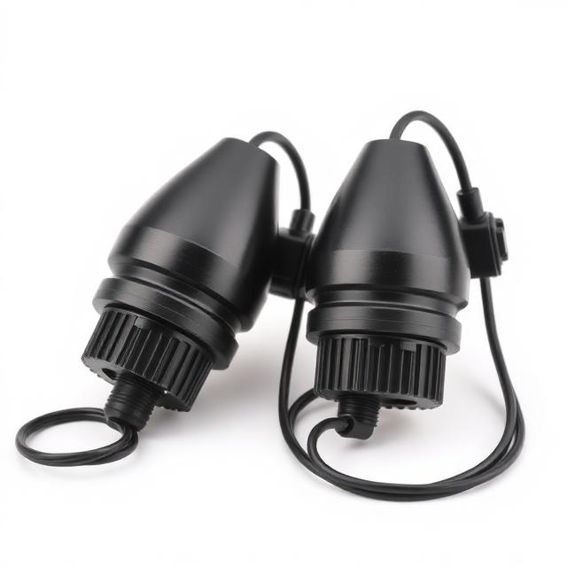 Pair of pear-shaped liquid level float switches with cables for pump control