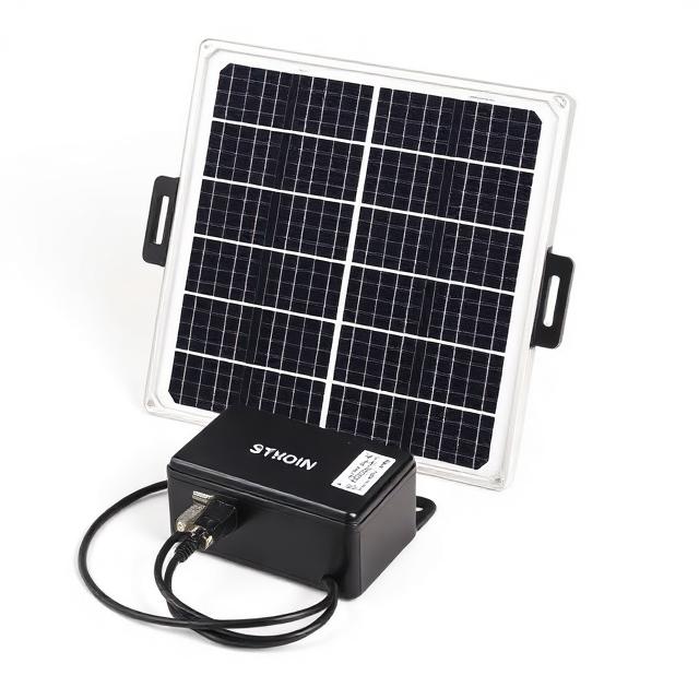 Solar trickle charger panel with bracket and cable for pump battery maintenance