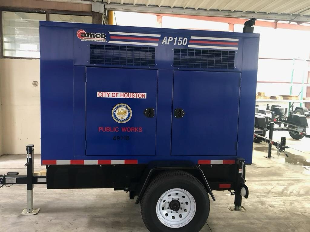 AMCO AP150 sound-attenuated pump trailer built for City of Houston Public Works