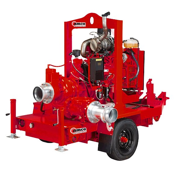 AMCO APCD225 8" x 8" auto-prime trailer-mounted dewatering and bypass pump