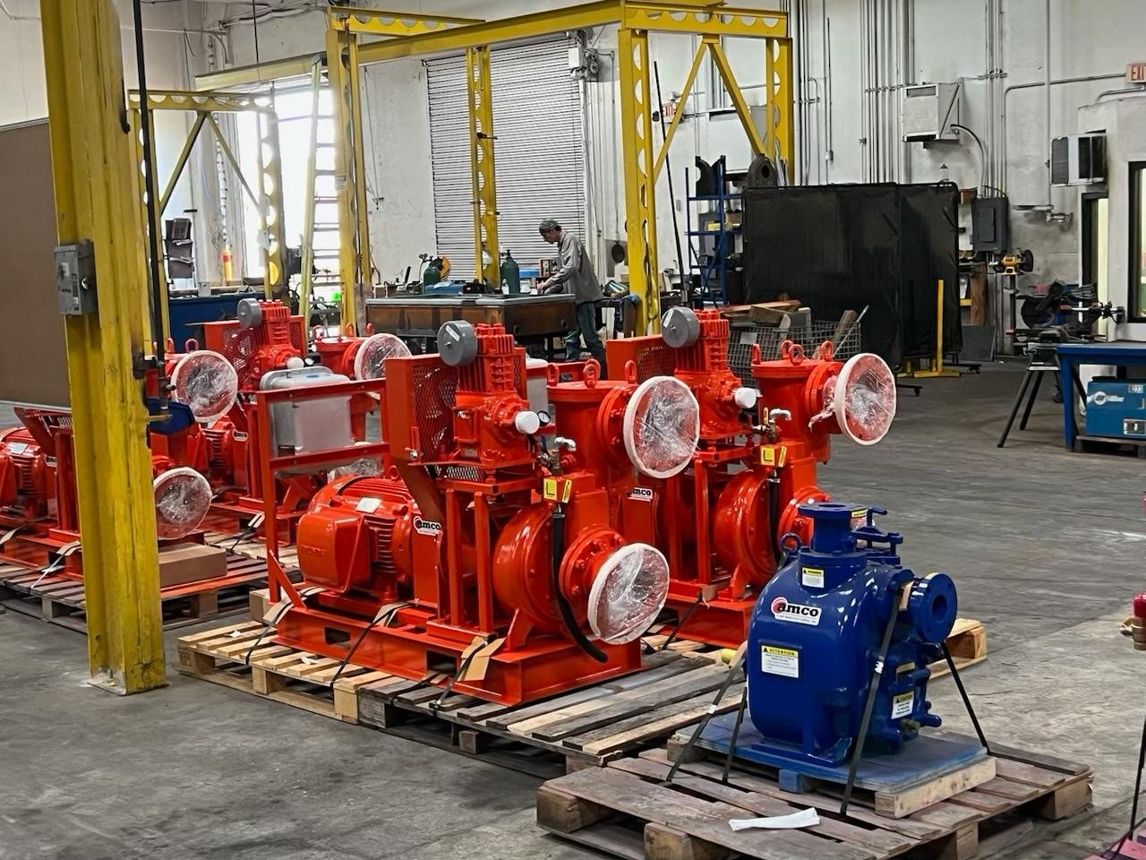 AMCO STP self-prime trash pump skid packages ready for engine and motor mounting
